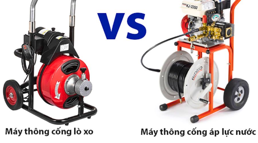 So sánh dụng cụ thông cống áp suất cao và máy lò xo