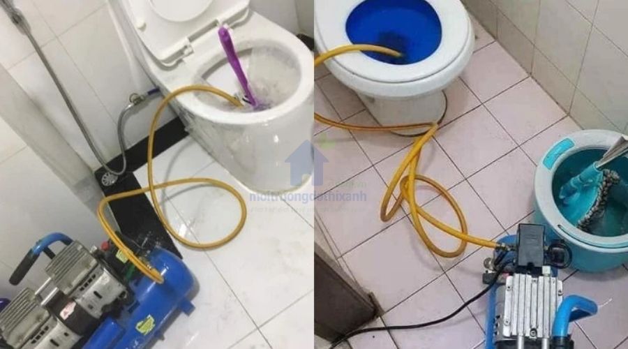 Hướng dẫn sử dụng máy nén khí thông bồn cầu